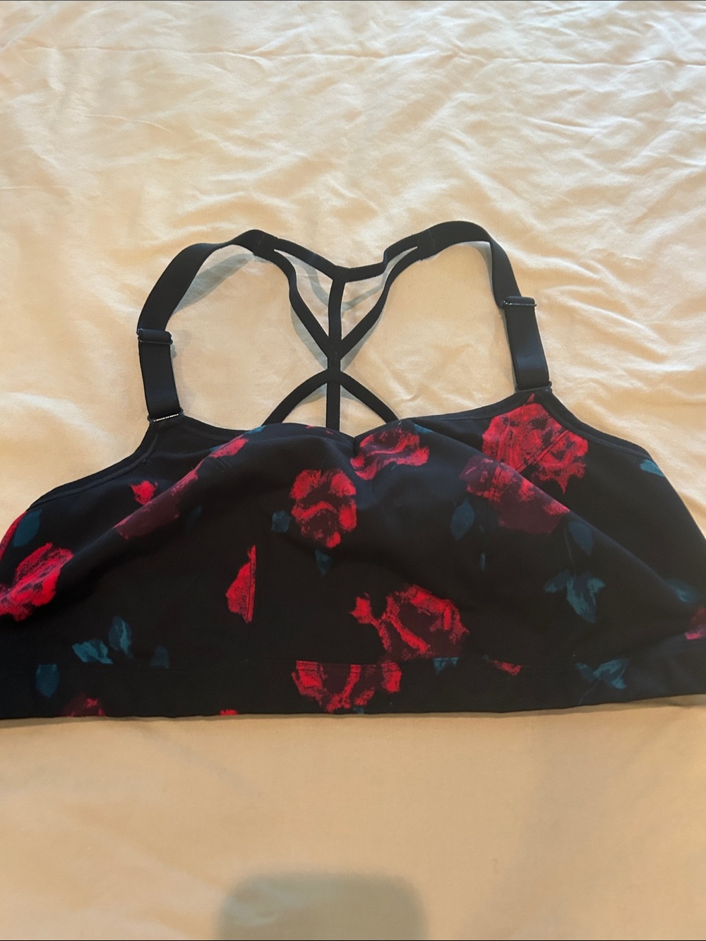 Livi Active Black Bralette with Red Floral Print 14/16